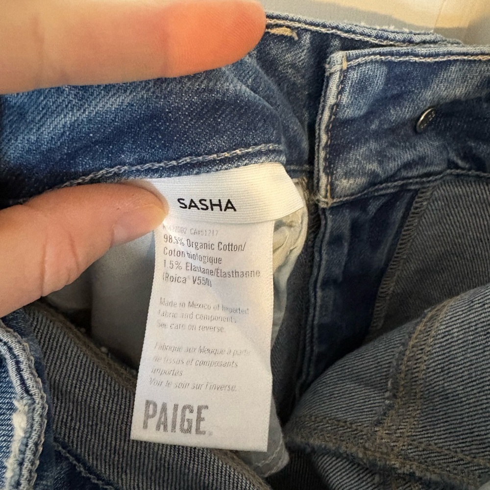 PAIGE Sasha High Rise Wide Leg Jeans Magnifique Wash Size 28, 32” Inseam - Picture 5 of 7